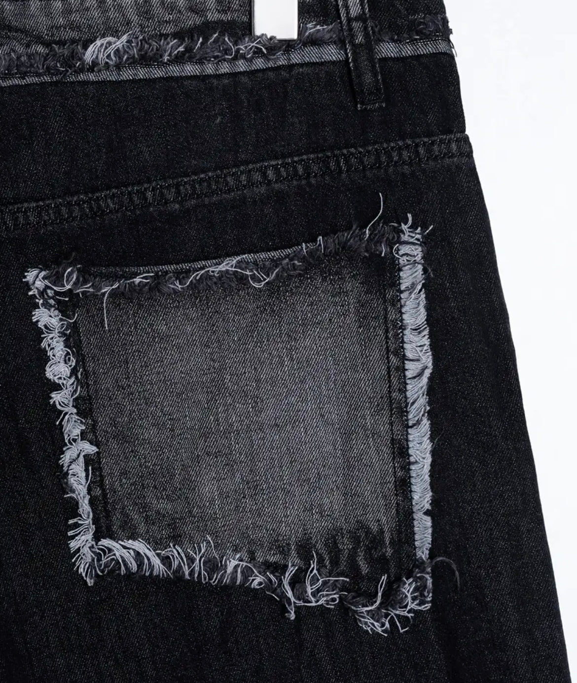 Short Denim Noir Destroyed Patchwork - Million Day