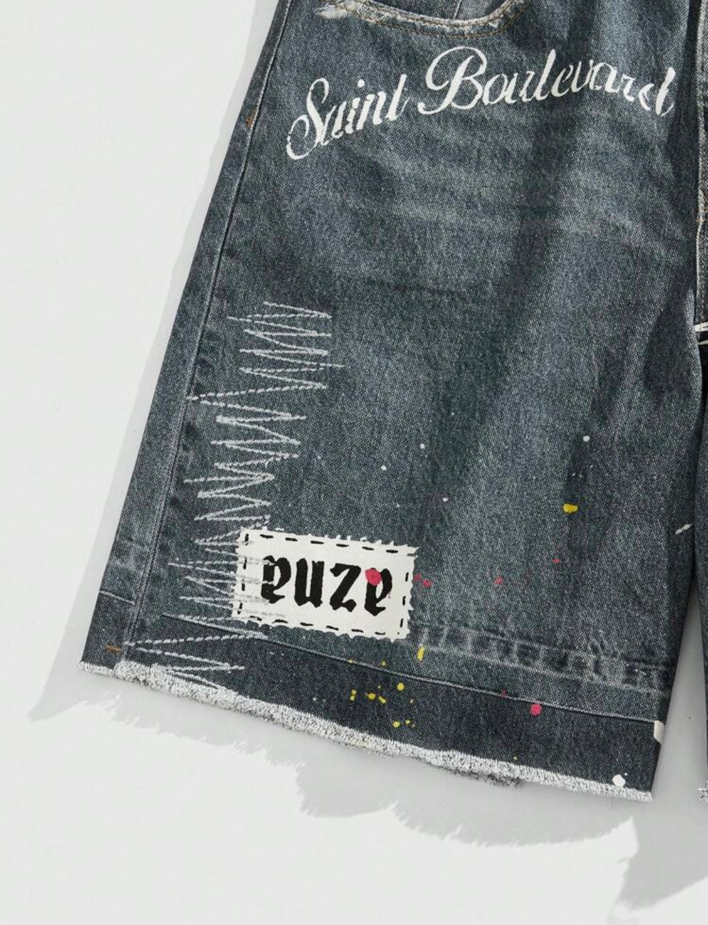 “Short Denim Saint Boulevard - Aigle & Croix Multicolores”