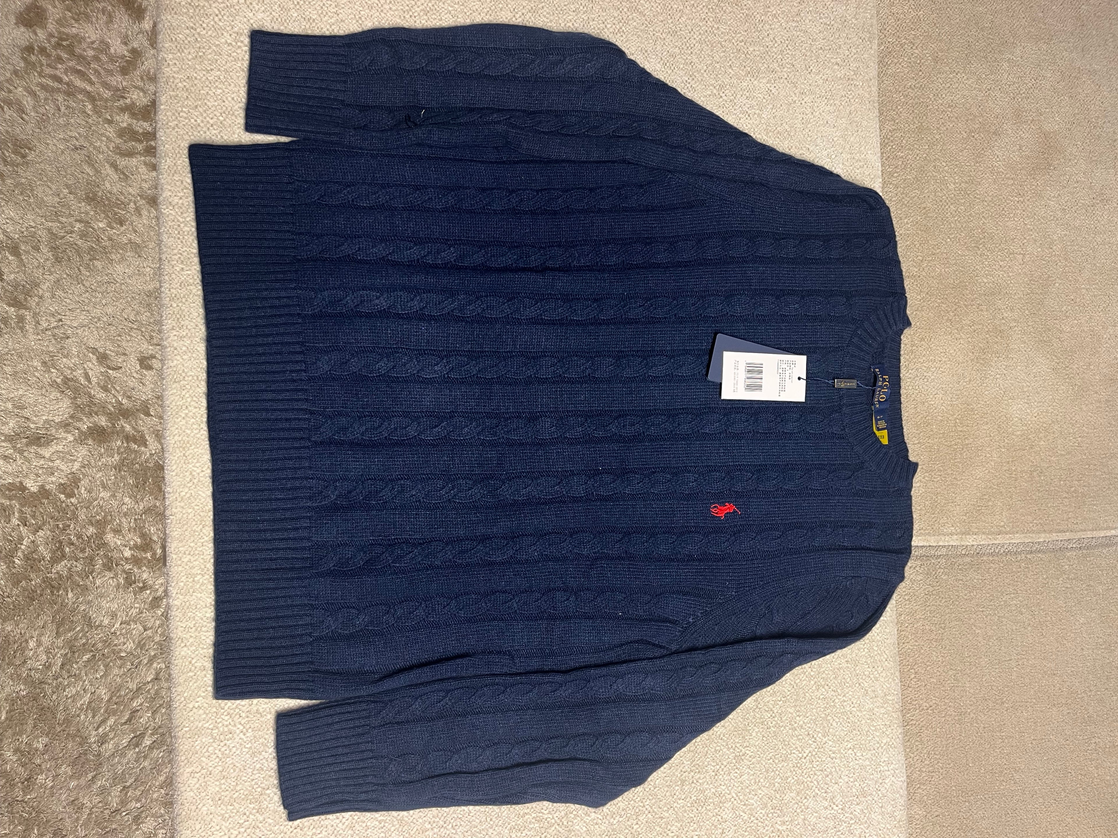 « Pull Ralph Lauren Bleu Marine Torsadé - Logo Polo Rouge » (le plus recommandé)