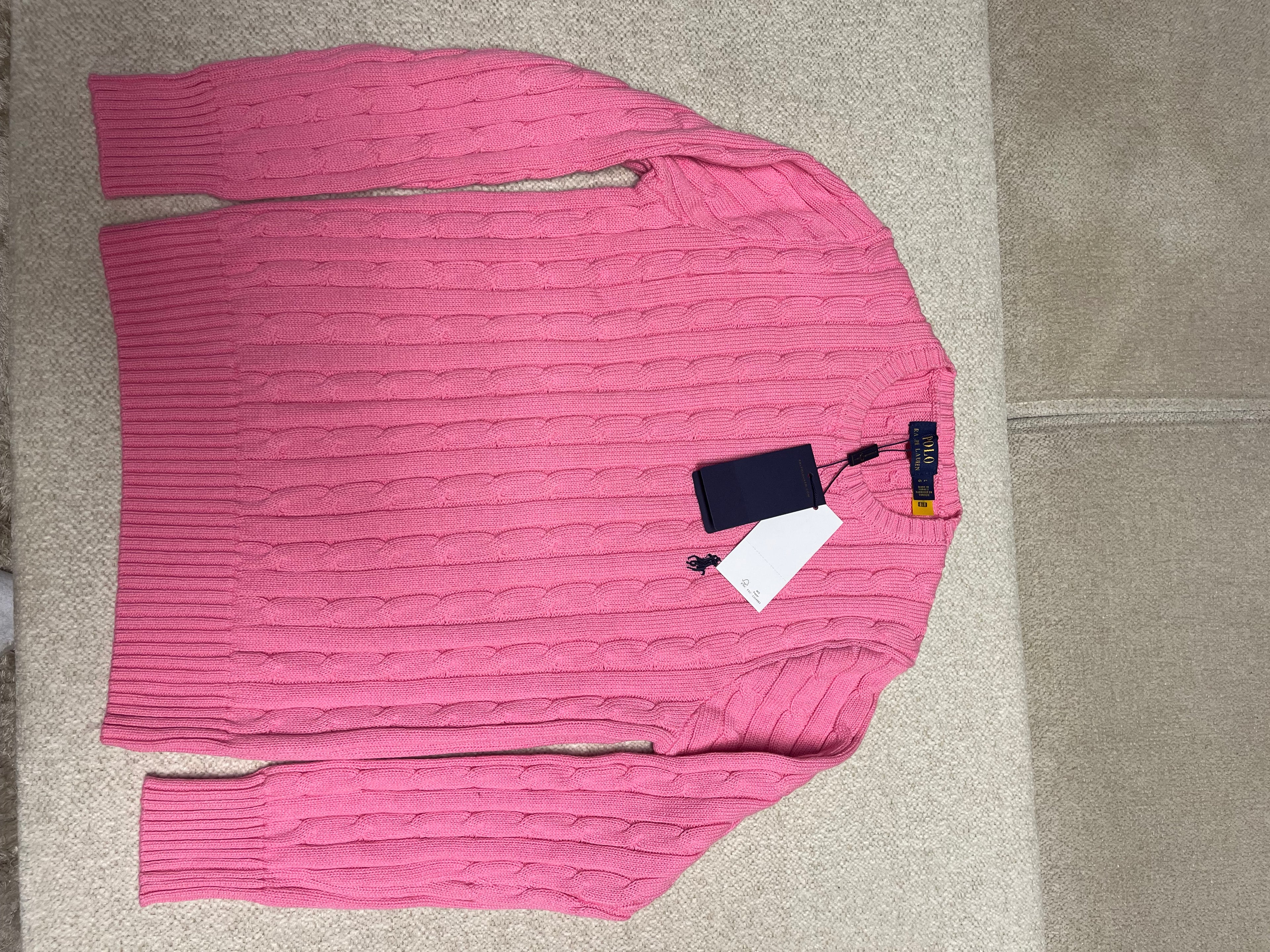Les meilleurs :
1. Pull Ralph Lauren Rose Cable Knit Épais - Neuf avec étiquettes (le plus efficace pour la vente)