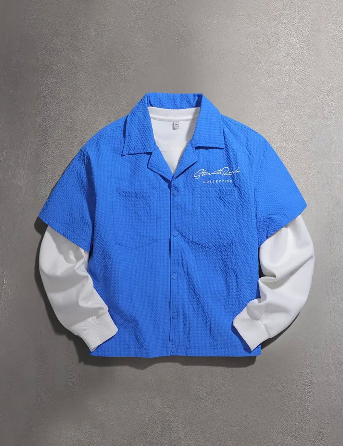 Chemise Texturée Bleu Électrique Superposée