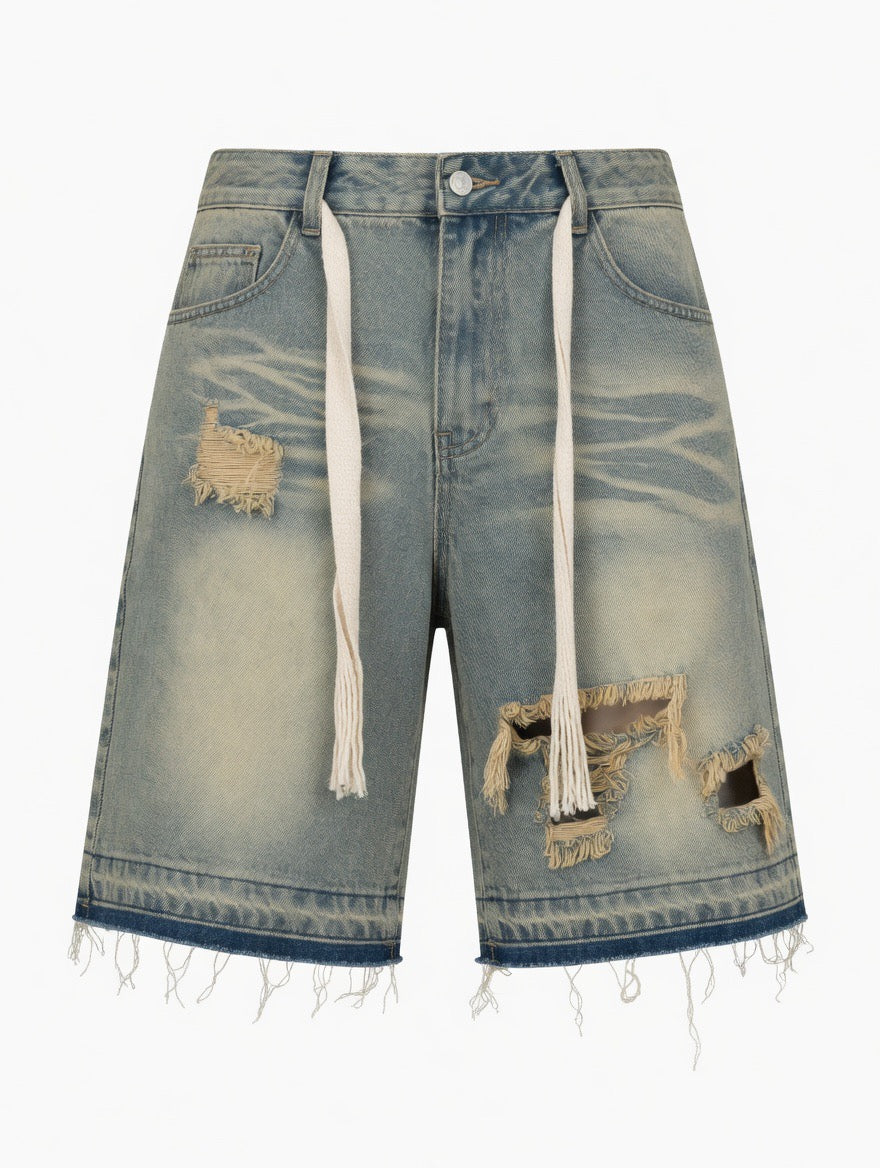Short en Jean Unisexe Taille Haute Denim Vintage
