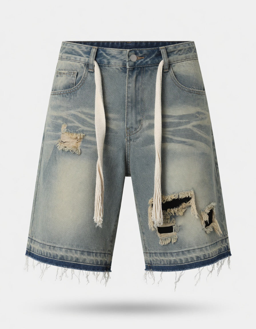 Short en Jean Unisexe Taille Haute Denim Vintage