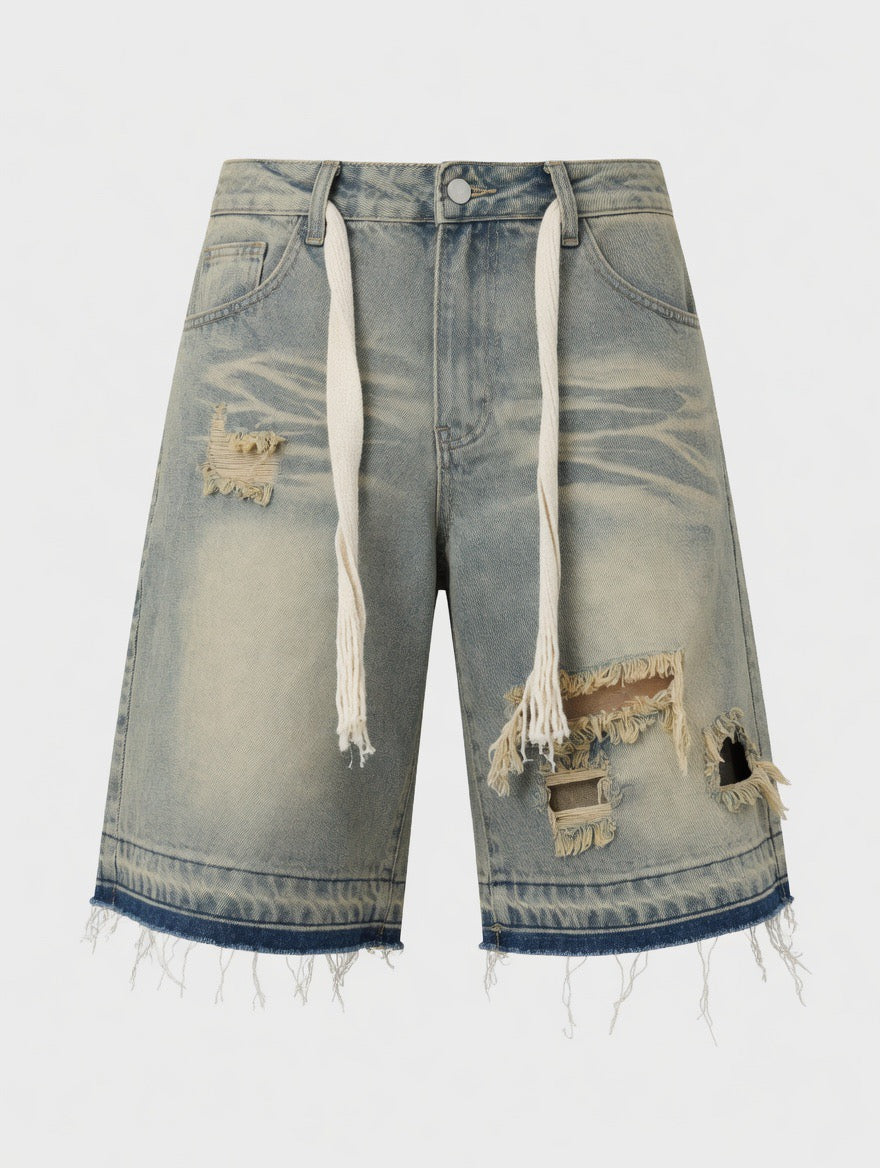 Short en Jean Unisexe Taille Haute Denim Vintage